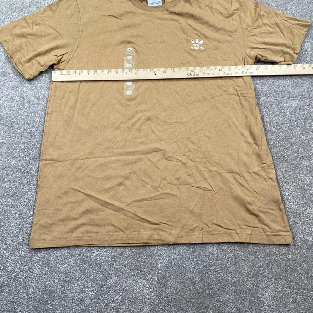 Adidas Trefoil Essential Tee Mens Large Cardboard Tan Embroidered Logo JX2824